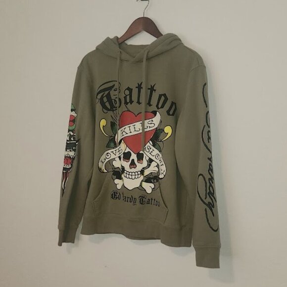 Ed Hardy Men's Love Kills Slowly Hoodie Size Medium - Picture 2 of 5